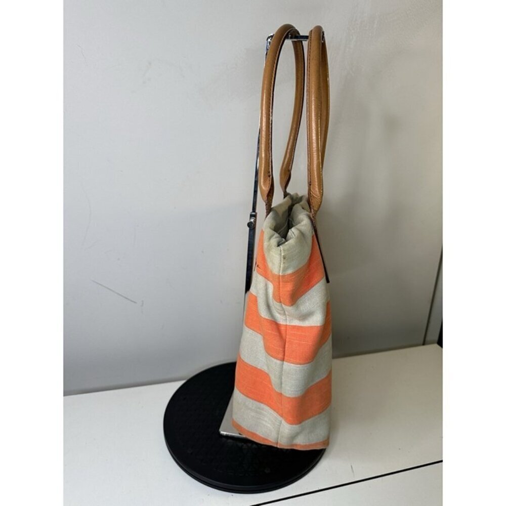 Kate Spade New York Bon Shopper Jubilee Stripe Coral/Natural Stripe Purse - Picture 2 of 10